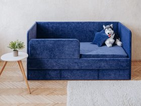 Диван-кровать Happy (синий) в Куйбышеве - kujbyshev.mebel-nsk.ru | фото