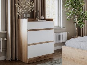 Комод 3 ящика Брауни (дуб делано/белый) в Куйбышеве - kujbyshev.mebel-nsk.ru | фото