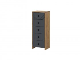 Комод 5ящ. Байкал (дуб крафт золотой/графит) в Куйбышеве - kujbyshev.mebel-nsk.ru | фото