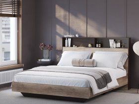 Кровать двуспальная 1,6м КР-16 Энигма (венге/дуб каньон) в Куйбышеве - kujbyshev.mebel-nsk.ru | фото