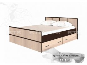 Кровать двуспальная с ящиками 1,4м Сакура (BTS) в Куйбышеве - kujbyshev.mebel-nsk.ru | фото