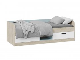 Кровать комбинированная «Оливер» Тип 1 401.003.000 (дуб крафт серый/белый/серо-голубой) в Куйбышеве - kujbyshev.mebel-nsk.ru | фото