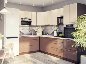 Модульная кухня Классика (ваниль/шоколад) в Куйбышеве - kujbyshev.mebel-nsk.ru | фото
