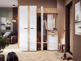 Модульная прихожая Санса (дуб сонома/белый) в Куйбышеве - kujbyshev.mebel-nsk.ru | фото