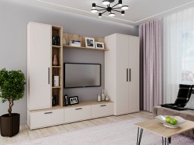 Модульная стенка Верона (сатин/дуб крафт серый) в Куйбышеве - kujbyshev.mebel-nsk.ru | фото