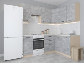 Модульная угловая кухня 1,4м*2,1м Лада (цемент) в Куйбышеве - kujbyshev.mebel-nsk.ru | фото