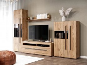 Модульная стенка Ницца (дуб вотан) в Куйбышеве - kujbyshev.mebel-nsk.ru | фото