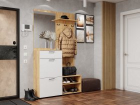 Прихожая Монтана (дуб крафт золотой/белый) в Куйбышеве - kujbyshev.mebel-nsk.ru | фото