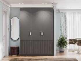 Шкаф трехстворчатый Эккервуд (Нью) (графит) в Куйбышеве - kujbyshev.mebel-nsk.ru | фото