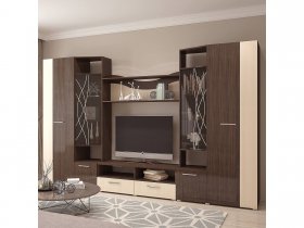 Стенка Гамма (дуб венге/дуб молочный) в Куйбышеве - kujbyshev.mebel-nsk.ru | фото