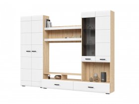 Стенка ГС-01 Либерти (дуб сонома/белый глянец) в Куйбышеве - kujbyshev.mebel-nsk.ru | фото