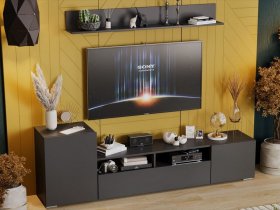 Стенка «Сильвия» (графит серый) в Куйбышеве - kujbyshev.mebel-nsk.ru | фото