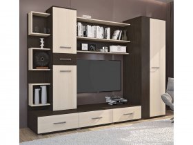 Стенка Верона (дуб венге/дуб молочный) в Куйбышеве - kujbyshev.mebel-nsk.ru | фото