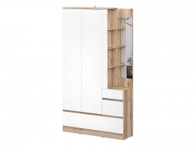 Вешалка с зеркалом Брауни (дуб делано/белый) в Куйбышеве - kujbyshev.mebel-nsk.ru | фото